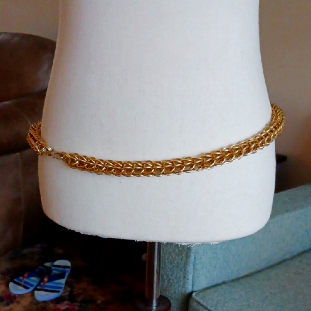 Vintage Statement Belt Chunky Chain Link Gold 35 Inches  Sz S / M